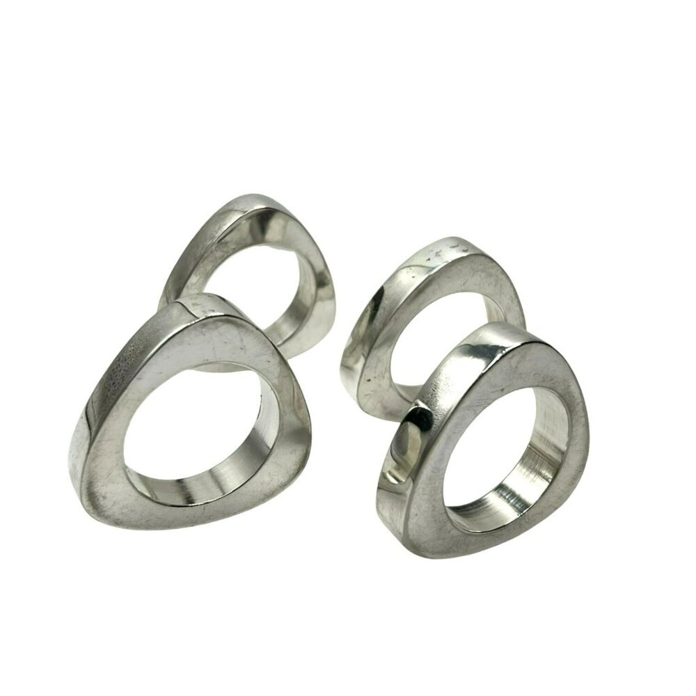 Set of 4 Napkin Rings Silver Plated Weighted Substantial Mid Century Modern MCM